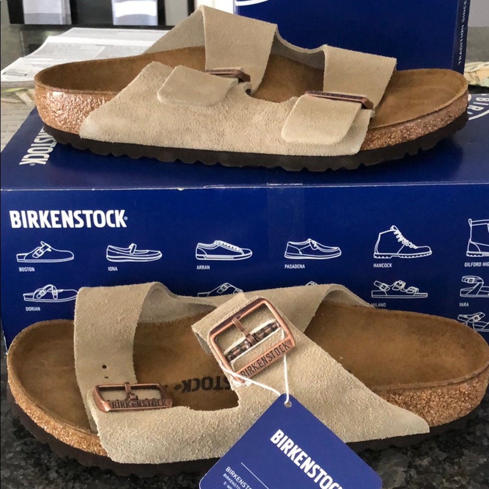 Birkenstock Arizona taupe suede leather new